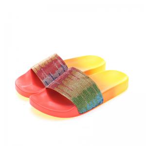 Yesteem Colorful Rhinestone Diamond Flat Slipper For Girls Sparking Anti-slip Sandals Outdoors Beach Casual Sandals
