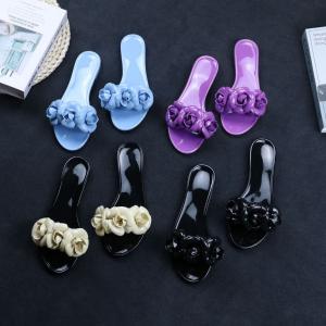Yesteem Ladies Beach Shoes and slippers Fashion Flat Camellia Flower Sandals High Quality Women Shoes Jelly Footwear for Girl