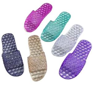 Yesteem Summer New Jelly Beach Sandals Bathroom Waterproof Flat PVC Open-toe Flat Crystal Slippers Slide Shoes